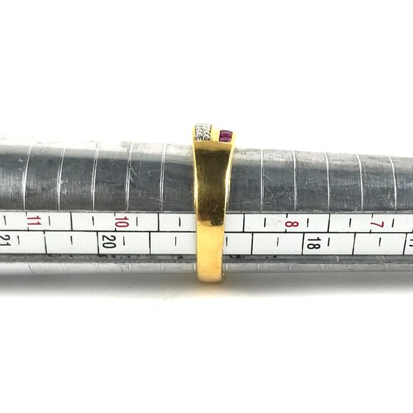 Sterling Silver 925 Gold Plate Genuine Ruby and Diamond "Catherine & Dennis"Ring - Picture 4 of 4